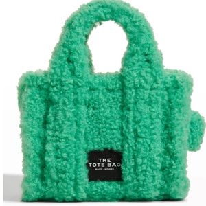 NEW Marc Jacobs micro tote bag in green fur sherpa